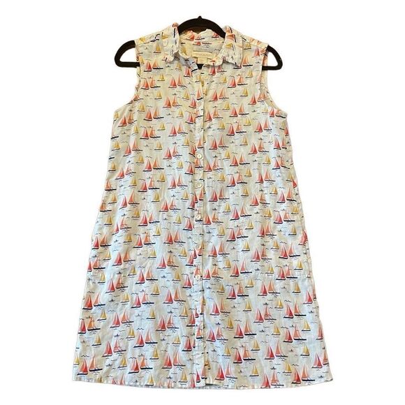 Cynthia Rowley white line. boat print shirt dress small - Picture 1 of 8